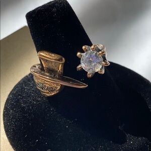 Cool artisan handmade ring size 8 brass with Czs